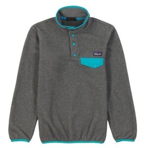 Patagonia Gray and Teal Fleece Pullover